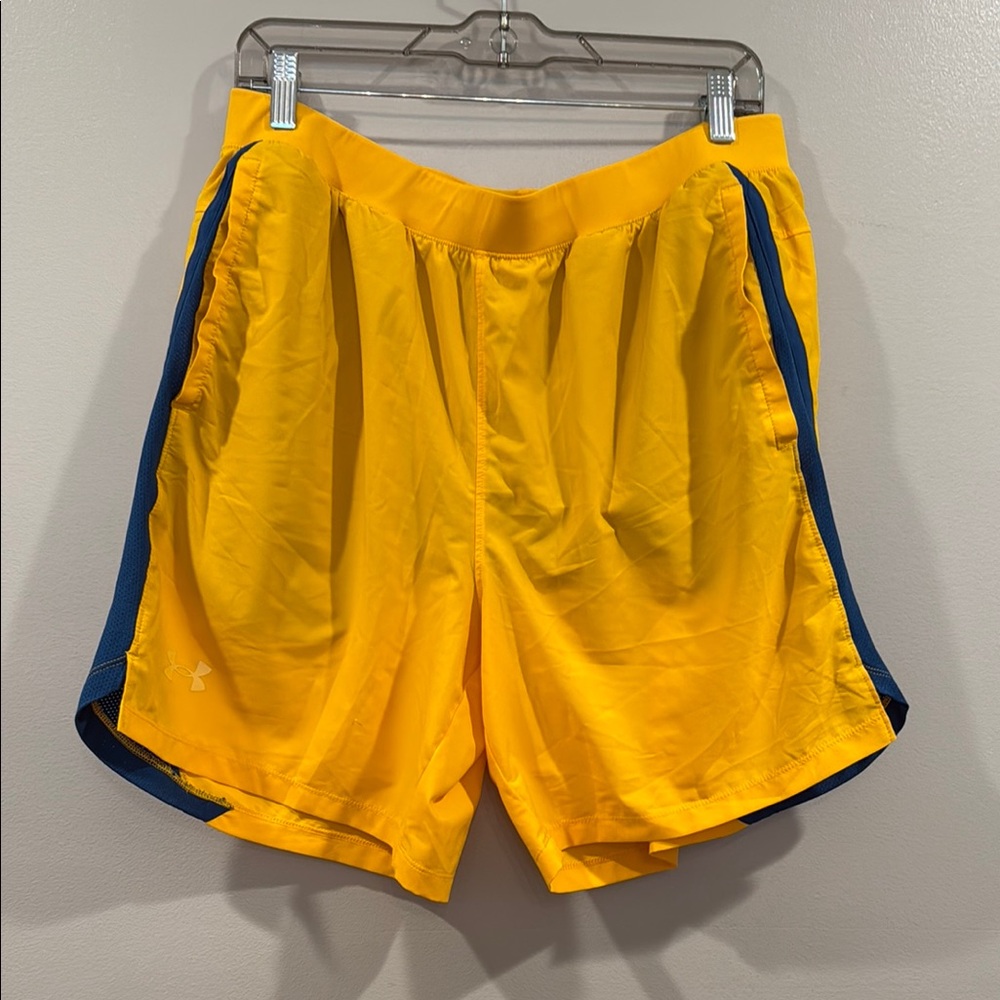 Under Armour Yellow and Blue Athletic Shorts Lightweight Design